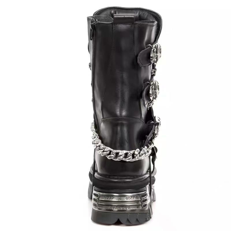 패션 남자 정품 가죽 오토바이 부츠 고스 해골 펑크 새 - Motorcycle Chain 리뷰 및 가격